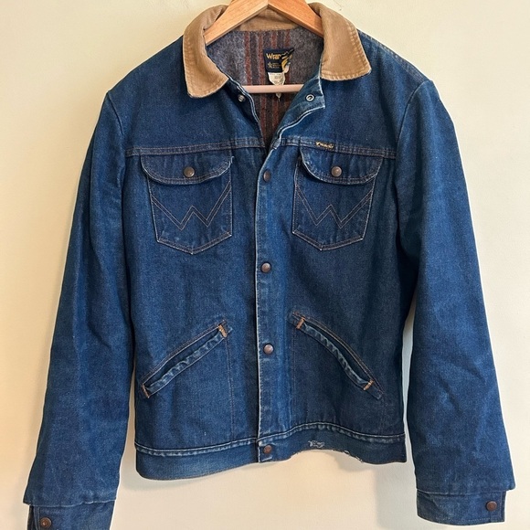 Wrangler Other - Vintage Wrangler Size 40 Blanket Lined Denim Jacket Western Yellowstone Cowboy